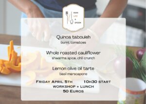 Lunch menu for April workshop